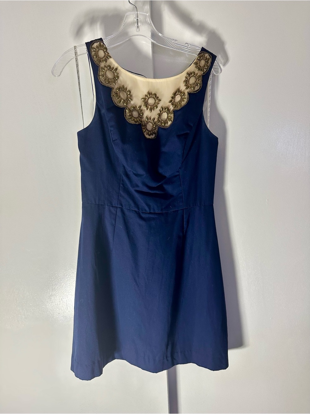 Lilly Pulitzer Navy Dress with Cream Embellished Yoke